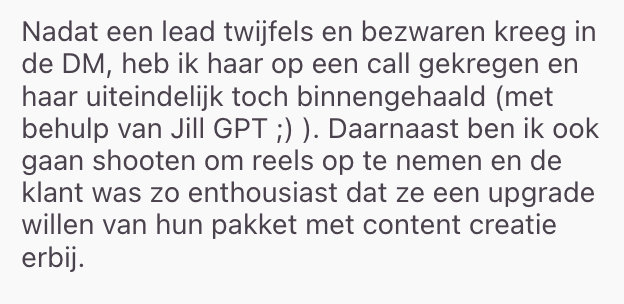 Win: lead met bezwaren alsnog geclosed en upgrade met contentcreatie