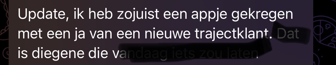 Bericht van een klant over haar salesresultaten