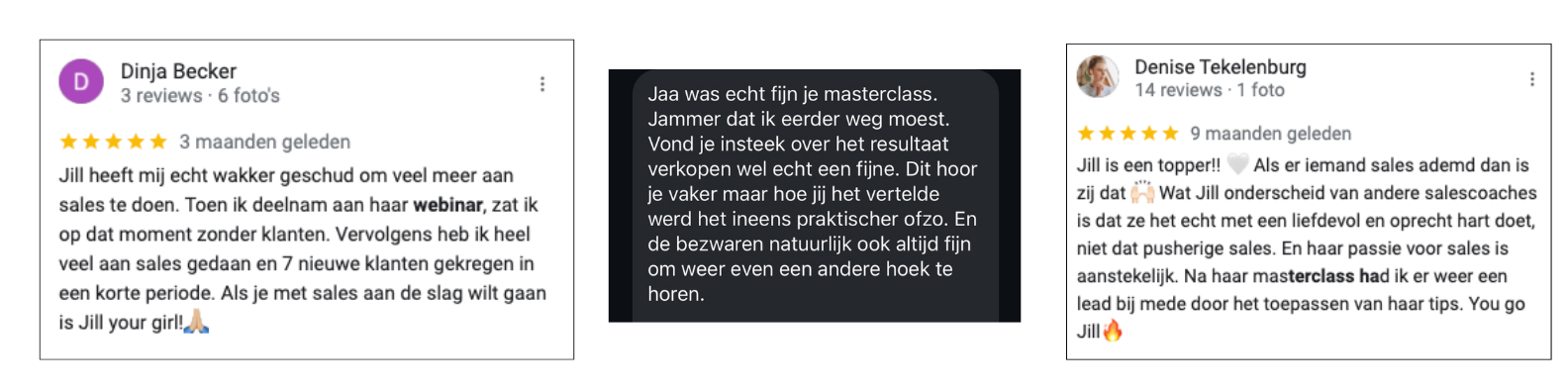 Reviews van deelnemers over de masterclass van Jill