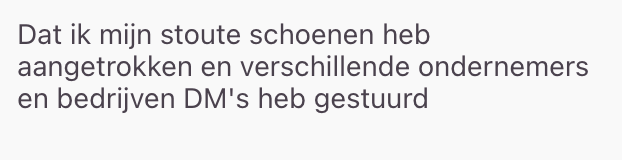 Win: stoute schoenen aangetrokken en DM's gestuurd naar ondernemers