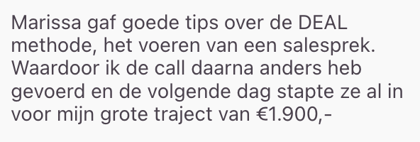 Win: traject van €1.900 verkocht na tips over de DEAL methode