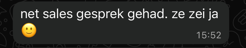 Sales gesprek, ze zei ja