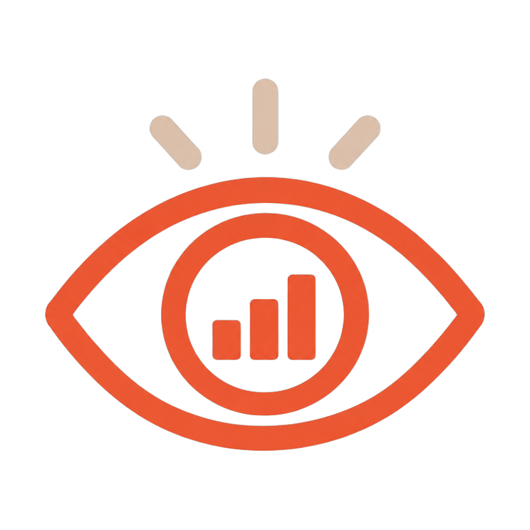 Oog met een stijgende staafdiagram, symbool voor direct inzicht